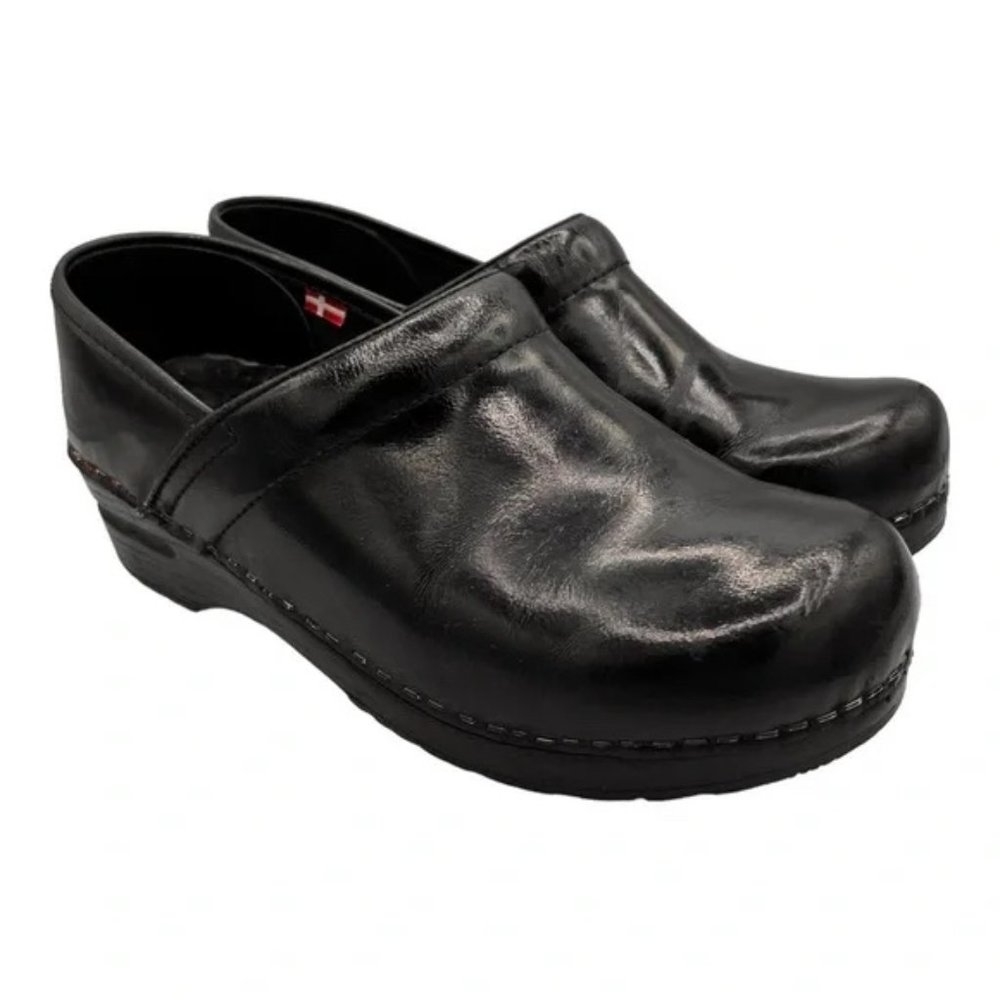 Sanita Black Professional Patent  Danish Clog Size EU39 US 8.5/9
